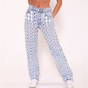 NWT Revice Laser Cut Jeans Distressed Size 27